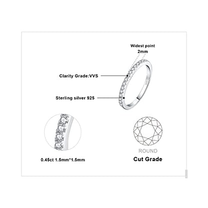 JewelryPalace 6 Stone Cubic Zirconia Half Eternity Stackable Wedding Rings for Women, 14K White Yellow Rose Gold Plated 925 Sterling Silver Promise Rings for Her, Simulated Diamond Wedding Band Ring - color: A-half eternity-sterling silver