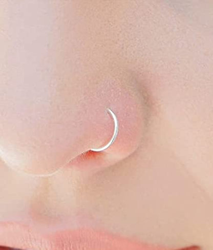 18g 20g 22g Nose Rings Hoops Silver Gold Hoop Nose Ring Surgical Steel Hypoallergenic Cartilage Hoop Earring Thin Helix Earring Hoops Tiny Small Lip Rings Piercing Jewelry 6mm 8mm 10mm - color: Silver 20g 6/8/10mm