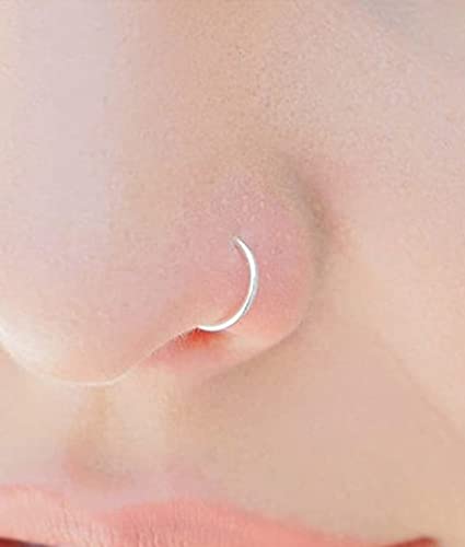 18g 20g 22g Nose Rings Hoops Silver Gold Hoop Nose Ring Surgical Steel Hypoallergenic Cartilage Hoop Earring Thin Helix Earring Hoops Tiny Small Lip Rings Piercing Jewelry 6mm 8mm 10mm - color: Silver 22g 8mm
