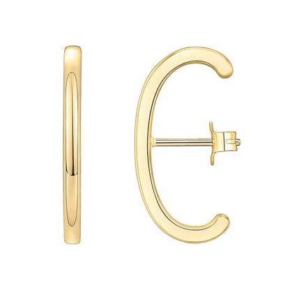 KELMALL 14K Gold Plated CZ Ear Climber Earrings for Women – Curved Bar Cuff Stud Earrings, Sparkly Cubic Zirconia Arc Climber, Minimalist Statement Jewelry - color: Plain - Gold