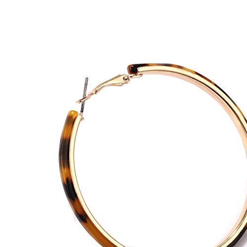 Acrylic Earrings Lightweight Hoop Earrings Statement Resin Drop Dangle Stud Earrings Fashion Jewelry For Women - color: Tortoiseshell