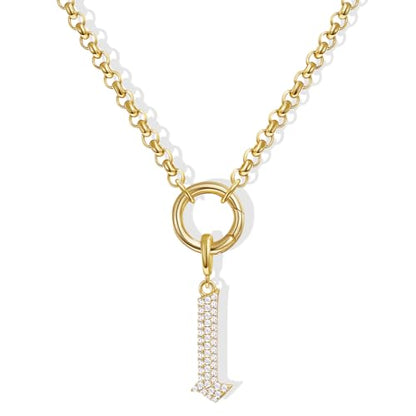 KissYan Custom Charm Necklaces for Women, 14K Gold Plated Initial Letter Pendant Box Chain Necklace Dainty Jewelry Gift - style: Gold L