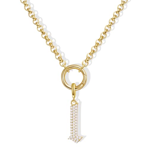 KissYan Custom Charm Necklaces for Women, 14K Gold Plated Initial Letter Pendant Box Chain Necklace Dainty Jewelry Gift - style: Gold L