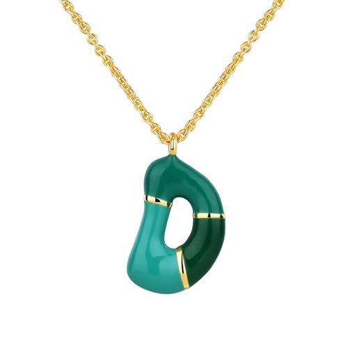 Kainier Bubble Letter Initial Necklace for Women, Colorful Balloon Alphabet Name Pendant Dainty Cute 14K Gold Plated Necklaces Jewelry Gifts… - color: Colourful, style: D