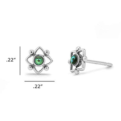 Boma Jewelry Sterling Silver Flower Shaped Dot Stud Earring - color: Abalone