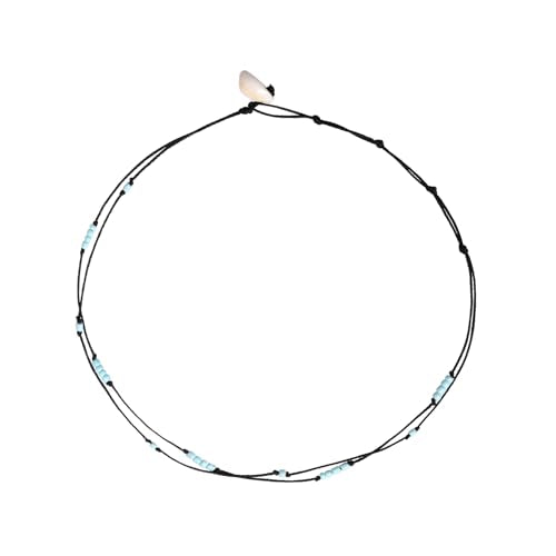 Dainty Boho Beaded Choker Necklace Beach Layered Colorful Bead Necklace Jewelry Gifts for Women - color: Tur
