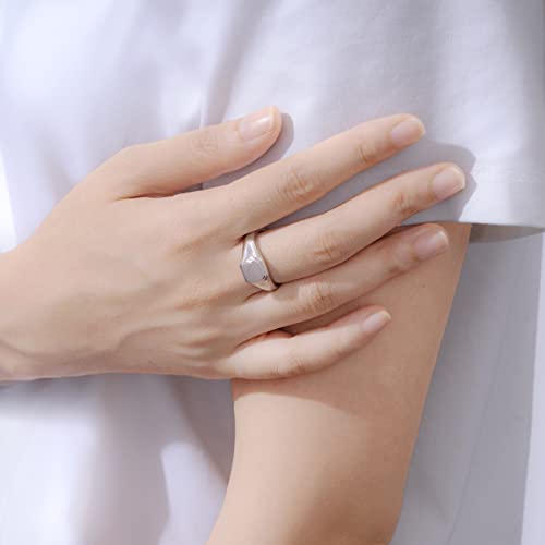 Amazon Essentials 14K Plated Sterling Silver Round Signet Ring - color: Silver, size: 6, style: Square