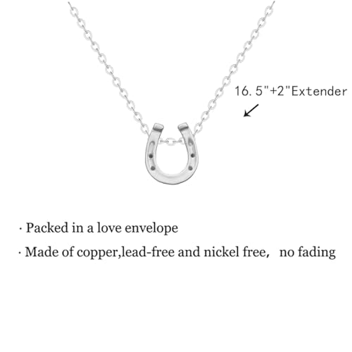 Silver Necklaces for Women Teens, Best Friend Necklace Sister Daughter Gift | Horseshoe Butterfly Swan Wave Evil Eye Necklace Graduation Chritmas Birthday Gifts for Women, Stainless Steel - style: Horseshoe