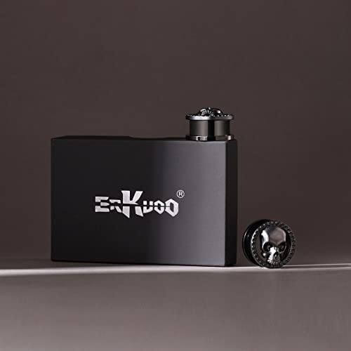 ERKUOO 2PCS Skull Ear Gauges Screw Ear Plugs Tunnels Ear Flesh Tunnels Piercing Earrings Hangers Expander Stretchers 0g-1"(8mm-25mm) - color: #3 Black, size: 9/16"=14mm