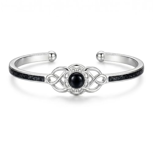 Cuff Bracelet for Women Infinity Open Bangle Adjustable Bracelet Jewelry for Her - color: Black Onyx