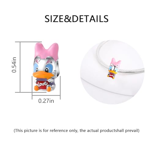 Charm for Bracelets and Necklaces Heart Cat Flower Boy 925 Sterling Silver Bead Birthday Jewelry Gift for Women - color: Pink Duck Charm