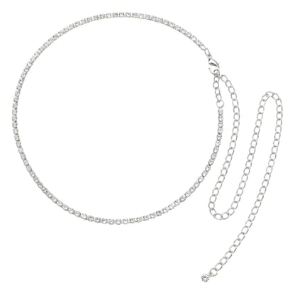 Waist Chain for Women - Silver Body Chain Crystal Body Jewelry, Stylish Adjustable Belt for Summer Beach Bikini Rave Festival Outfit Accessories - color: Silver-1