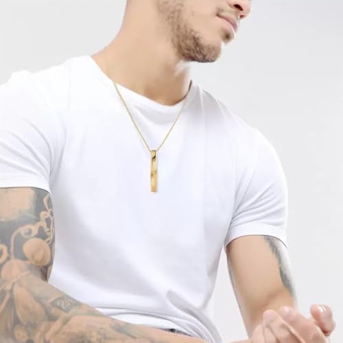 FANASY Natural Gemstone Pendant Necklace for Men Healing Crystal Pendant Adjustable Black Rope Necklace Jewelry Gifts for Women Men - color: Steel-Golden