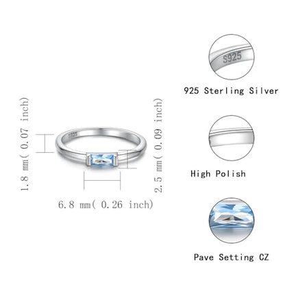 Sariel Birthstone Rings Jewelry 925 Sterling Silver Colorful Stackable Promise Ring for Women Wife Girlfriend Mom - color: March