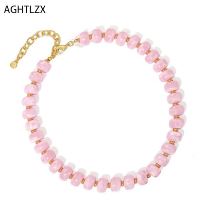 Chunky Beaded Necklace for Women, Colorful Trendy Statement Summer Jewelry Gift - color: necklace-34