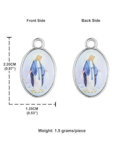Saint Therese of Lisieux/Saint Mother Teresa of Calcutta/Divine Mercy Jesus/Mater Dolorosa Patron Saint Medal Charm Pendant for DIY Rosary Necklace Bracelet Jewelry Making Part - color: 30pcs-Enamel Our Lady of Grace
