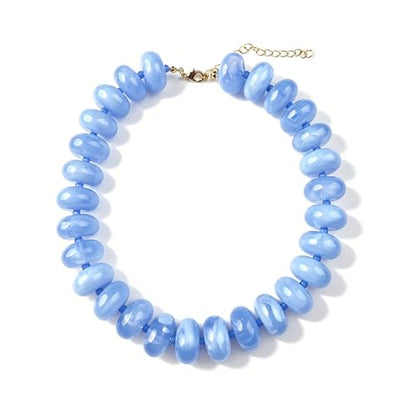 CSIYANJRY99 Chunky Beaded Necklace for Women, Large Colorful Resin Beads Statement Necklace, Boho Summer Beach Vacation Jewelry Gifts - color: Light Blue
