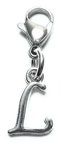 Initial Italic Cursive Stainless Steel Clasp Clip on Charm Graduation Cap Tassel Event Party Invitation Card Baby Shower Birthday Thank You Celebration Personalized Congratulations Choice of 26 Letters - style: Letter L