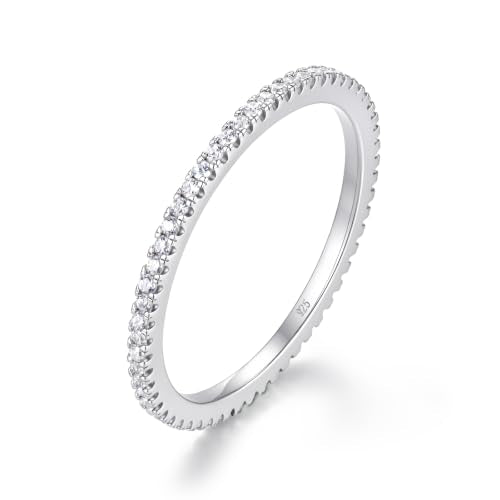 BORUO Sterling Silver Ring - Wedding Bands for Women, Eternity Band, Cubic Zirconia Simulated Diamond Stackable Band for Oura Ring Gen3/4-1.5mm 3mm Band Size 4-12 - color: 1.5mm