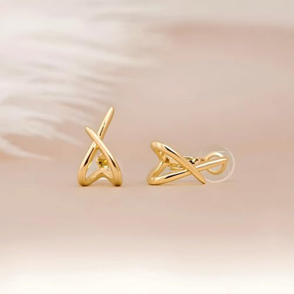 FAN&LOUIS Clip On Earrings Women,14K Gold Clip-On Stud Earrings Trendy Simple Minimalist Lightweight Non Pierced Earrings Stud for Women Gifts