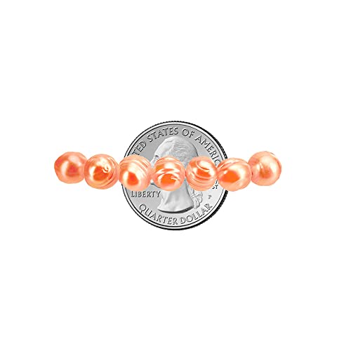 Savlano 8-9MM Cultured Freshwater Baroque Pearl Stretch Bracelet 7 Inches. Available In a Range of Beautiful Colors, For Women Comes with Gift Box - color: Peach