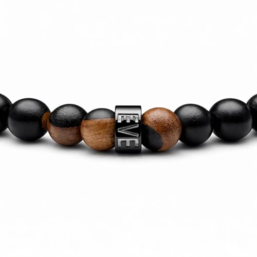 Everwood Original Men's Wooden Beaded Golf Bracelet | Handmade, 8mm Black Ebony Brown Sapwood Wood Beads, Natural Stretch Bracelet, Cascade Collection