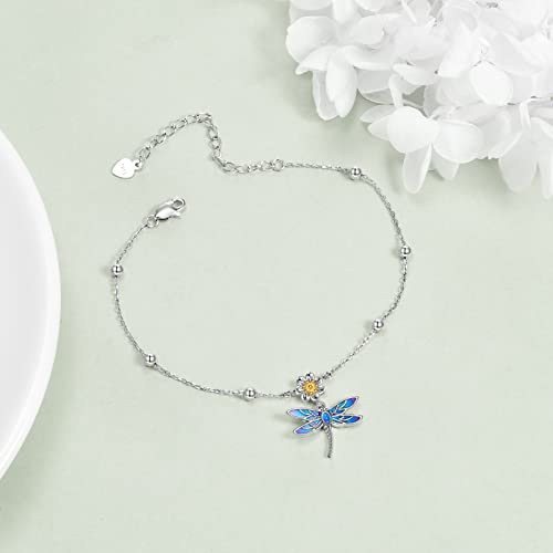 YAFEINI Anklet Bracelets for Women Girls Sterling Silver Hummingbird/Dragonfly/Butterfly Link Chain Anklets Jewelry Gifts - color: Silver