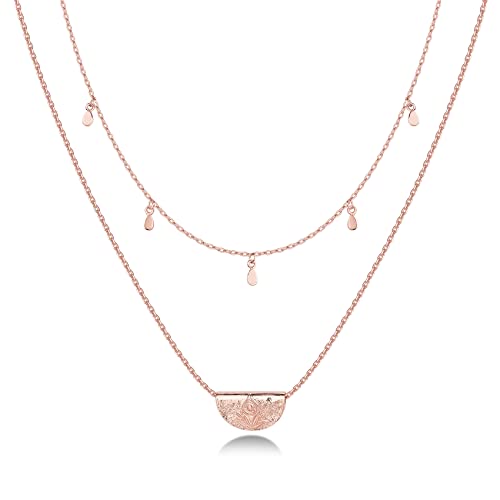 PAVOI 14K Gold Plated Layering Necklaces | Stylish Minimalist Design Pendant Necklaces | Bar, Circle, Lotus, Disc, Dog Tag, Horizontal Bar Pendants for Women - style: Lotus