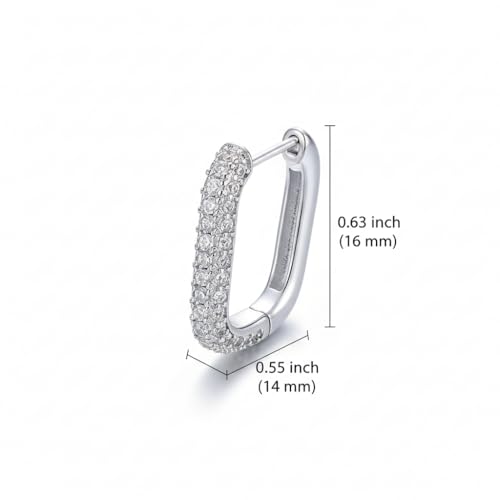 Hoop Earrings for Women Cubic Zirconia Pave Huggies Lightweight Hypoallergenic Fashion Jewelry for Daily Wear Anniversary Birthday Gift - color: Silver