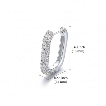Hoop Earrings for Women Cubic Zirconia Pave Huggies Lightweight Hypoallergenic Fashion Jewelry for Daily Wear Anniversary Birthday Gift - color: Silver