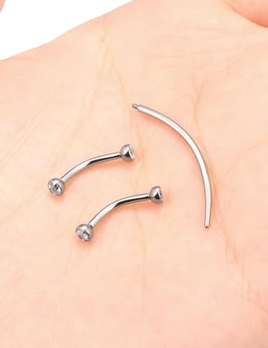 F136 Titanium 16g 6/8/10mm Eyebrow/Rook/Snug/Vertical-Labret/VCH/Snake-Eyes/Anti-Tragus/Christina/Daith/Belly-Button/Bridge/Hood/Surface Curved Barbell Piercing Jewelry for Women Men - color: White, size: 10 mm (3/8 in)