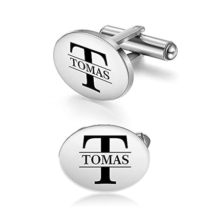 Custom Cufflinks for Men - Personalized Gold Mens Cufflinks with Engraving Name & Initial Stainless Steel Cuff Links for Wedding Groom Businessman - color: Style 2