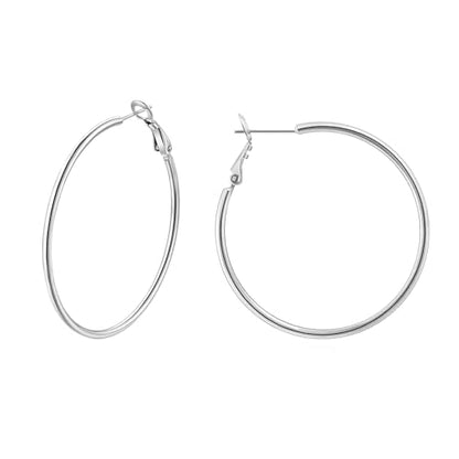 14K Gold Plated 925 Sterling Silver Posts large Hoop Earrings for Women, Hypoallergenic Big Hoop Earrings Lightweight Jewelry for Women 30/40/50/60/70MM - color: Silver-40mm