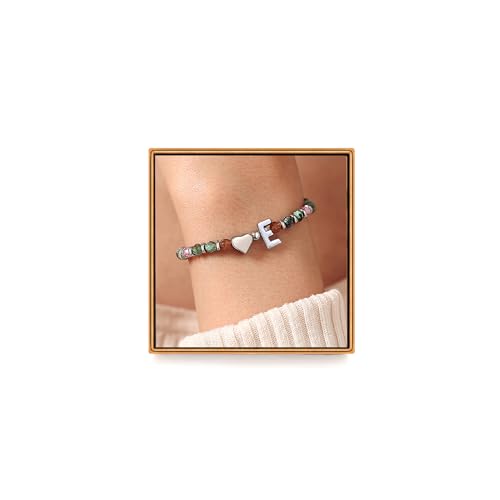 Heart Initial Bracelets for Teen Girls, Teen Girl Gifts Trendy Stuff, Christmas Stocking Stuffers for Kids, Unique Gifts for Teenage Girls on Birthday Graduation - style: E