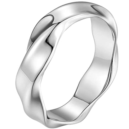 Jude Jewelers 6mm Stainless Steel Simple Plain Twisted Wave Braided Wedding Band Ring - color: Silver
