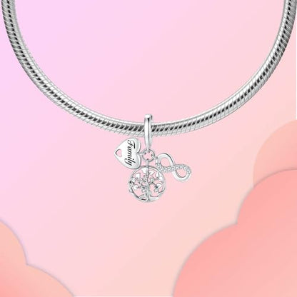 Family Love Mother Daughter Grandma Charm 925 Sterling Silver fits Bracelets Necklace Pendant Bead Charms Jewelry Gift for Women Family Friends - color: Family Tree Forever Charm