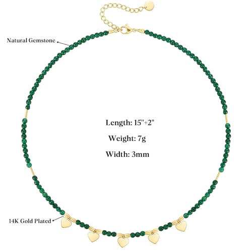 KissYan Beaded Choker Necklace for Women, Colorful Natural Gemstones Pearl Choker 14K Gold Plated Pendant Healing Crystal Necklace Handmade Stone Jewelry Gift | 14K Gold Plated Pendant Necklaces, Natural Gemstones Pearl Choker, Healing Crystal Chain, Hand