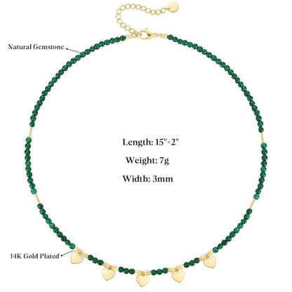KissYan Beaded Choker Necklace for Women, Colorful Natural Gemstones Pearl Choker 14K Gold Plated Pendant Healing Crystal Necklace Handmade Stone Jewelry Gift | 14K Gold Plated Pendant Necklaces, Natural Gemstones Pearl Choker, Healing Crystal Chain, Hand