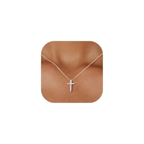ChicSilver 925 Sterling Silver Cross/Heart/Butterfly/Star/Moon Necklace for Women, Hypoallergenic Dainty Small Silver Pendant Necklaces (with Gift Box) - style: 01.Cross