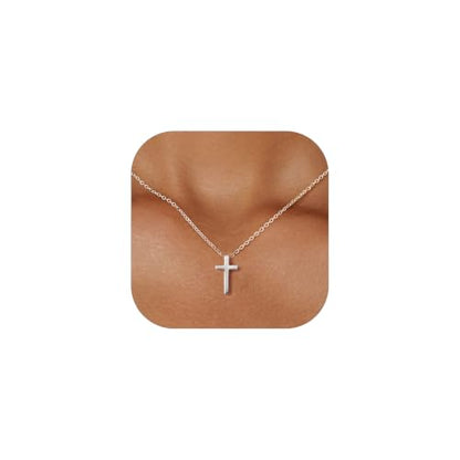 ChicSilver 925 Sterling Silver Cross/Heart/Butterfly/Star/Moon Necklace for Women, Hypoallergenic Dainty Small Silver Pendant Necklaces (with Gift Box) - style: 01.Cross