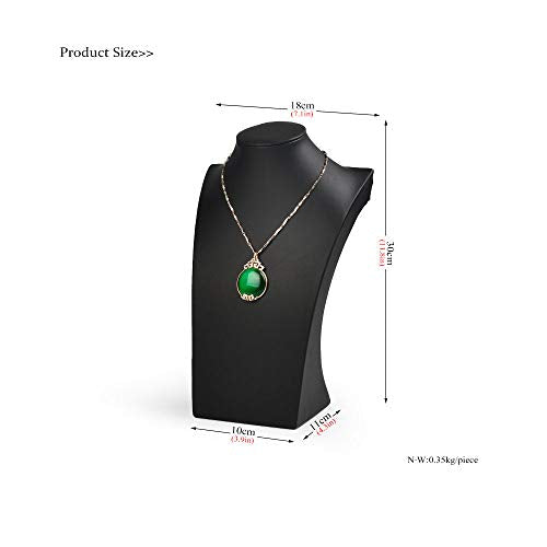 Oirlv Black Jewelry Display Bust Leather Necklace Display Stand For Show(H11.8inch) - size: H11.42"