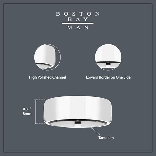 Boston Bay Diamonds Tantalum Comfort Fit Mens Wedding Band or Fashion Ring - 7mm & 8mm - Choice of Style - color: 8mm High Polished