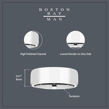 Boston Bay Diamonds Tantalum Comfort Fit Mens Wedding Band or Fashion Ring - 7mm & 8mm - Choice of Style - color: 8mm High Polished