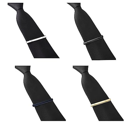 2.36 Inch Mens Silver Tie Clip, Stainless Steel Diagonal Stripe Tie Bar, Non-Slip Minimalist Necktie Clip for Business Wedding Daily Wear - color: Black