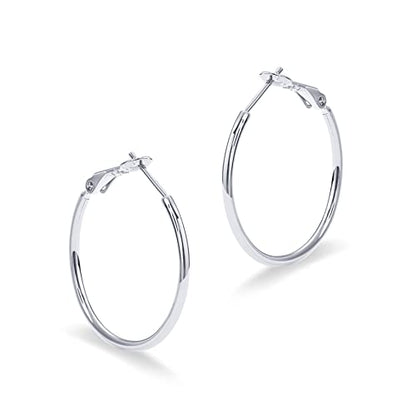 PAVOI Gold Hoop Earrings for Women, 14K Gold Plated Paddle-Back Hoops | Large Hoop Earrings, Lightweight Hoops, Gold Hoops, 925 Sterling Silver Posts - style: 30 Millimeters