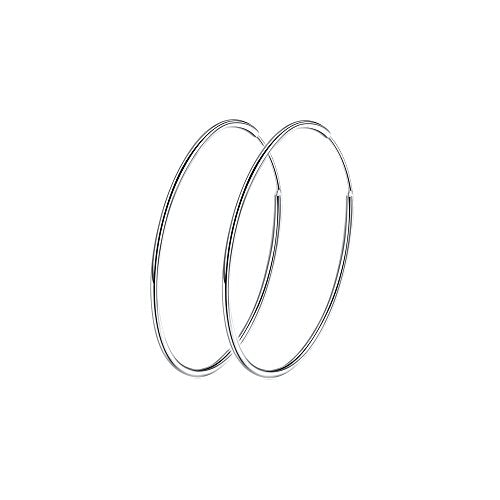 Chic 925 Sterling Silver Big Hoop Earrings Minimalist Round Circle Endless Large Huggie Hoops Statement Earrings 50/60/70/90mm Hypoallergenic Fashion Jewelry Gifts for Women Girls - style: 40mm