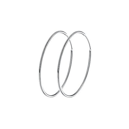 Chic 925 Sterling Silver Big Hoop Earrings Minimalist Round Circle Endless Large Huggie Hoops Statement Earrings 50/60/70/90mm Hypoallergenic Fashion Jewelry Gifts for Women Girls - style: 40mm