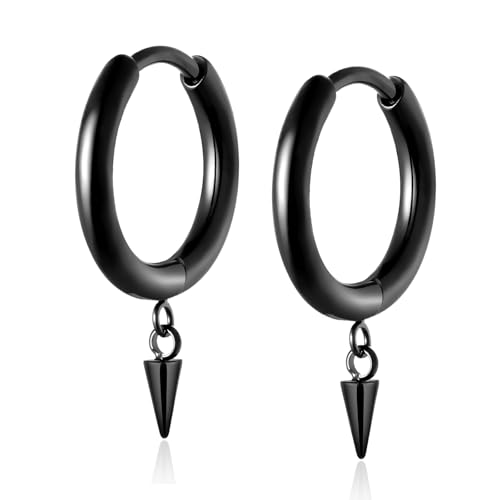 Titanium Huggie Hoop Earrings Hypoallergenic Nickel Free Hinged Sleeper Earrings for Sensitive Skin Cartilage Helix Lobes - style: 10mm black PC