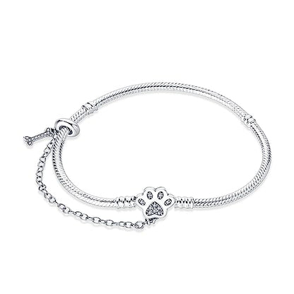 KUNSIR 925 Sterling Silver Snake Chain Bracelet with Safety Chain Charm Bracelets for Women Teen - style: PAB003