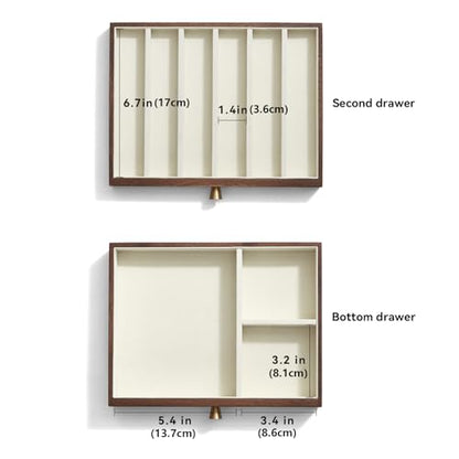 Black Walnut Wooden Jewelry Box Women large 3 Layer Drawer Organizer Box with Glass Lid for Necklaces, Watch, Necklace, Ring, Earring Storage, Ideal Gift - style: 3 Layer